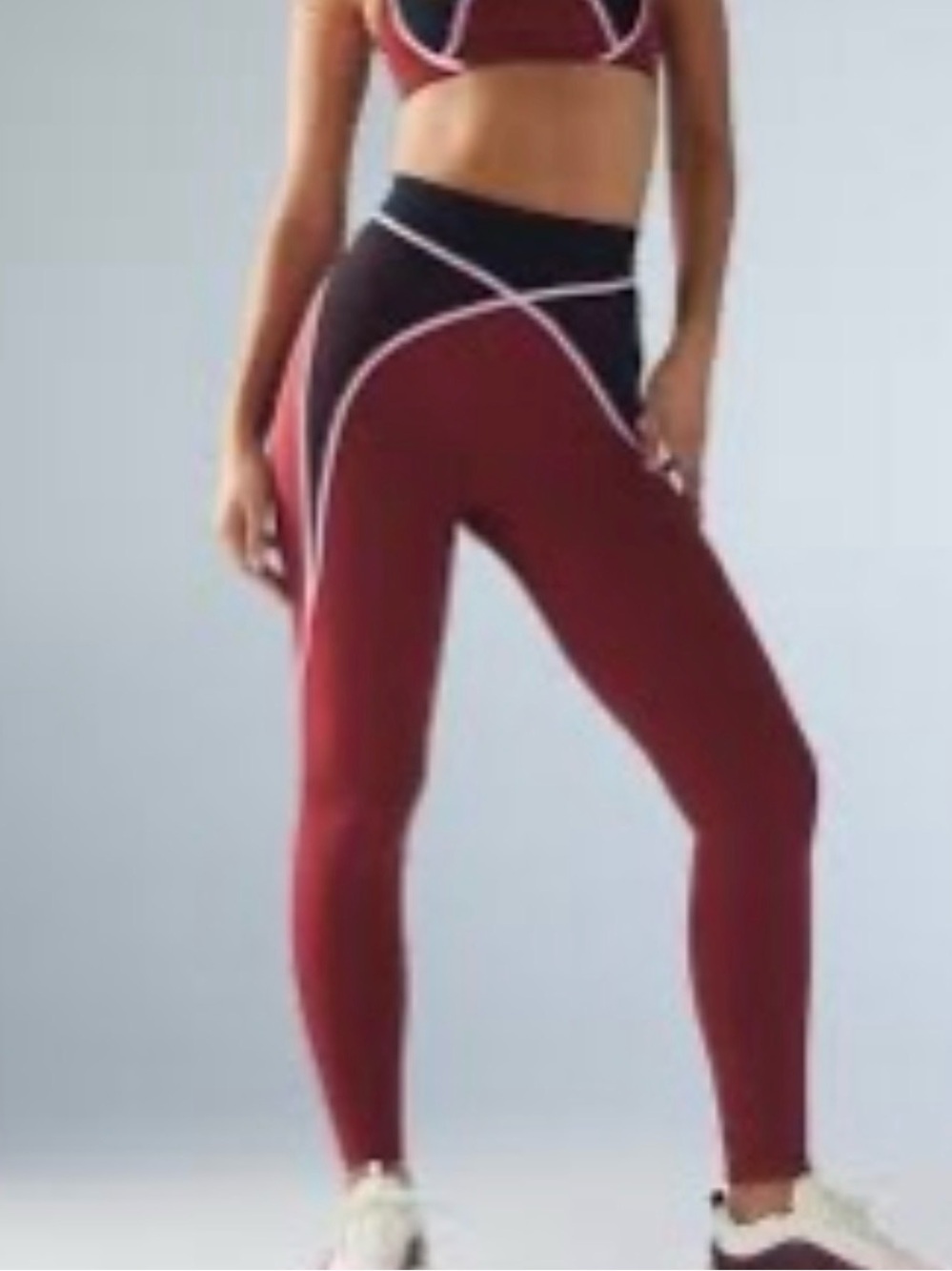 Savage Fenty Womens M Sport Bottoms X Mesh High Waist Legging Red Full Length